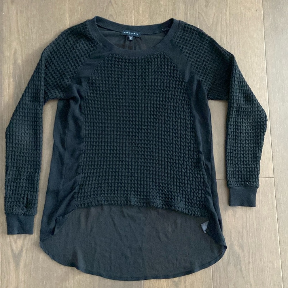 Cable Knit Sweater with Sheer Back